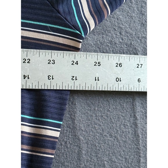 Adidas Golf Climalite Mens Large Long Sleeve Polo Shirt Navy Blue Striped - Picture 7 of 9